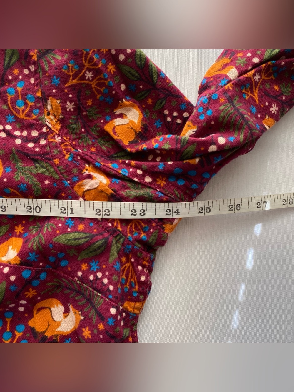 Duluth Trading Co Sangria Fox Free Swinging Flannel Shirt Large Autumn Whimsical - Picture 13 of 14